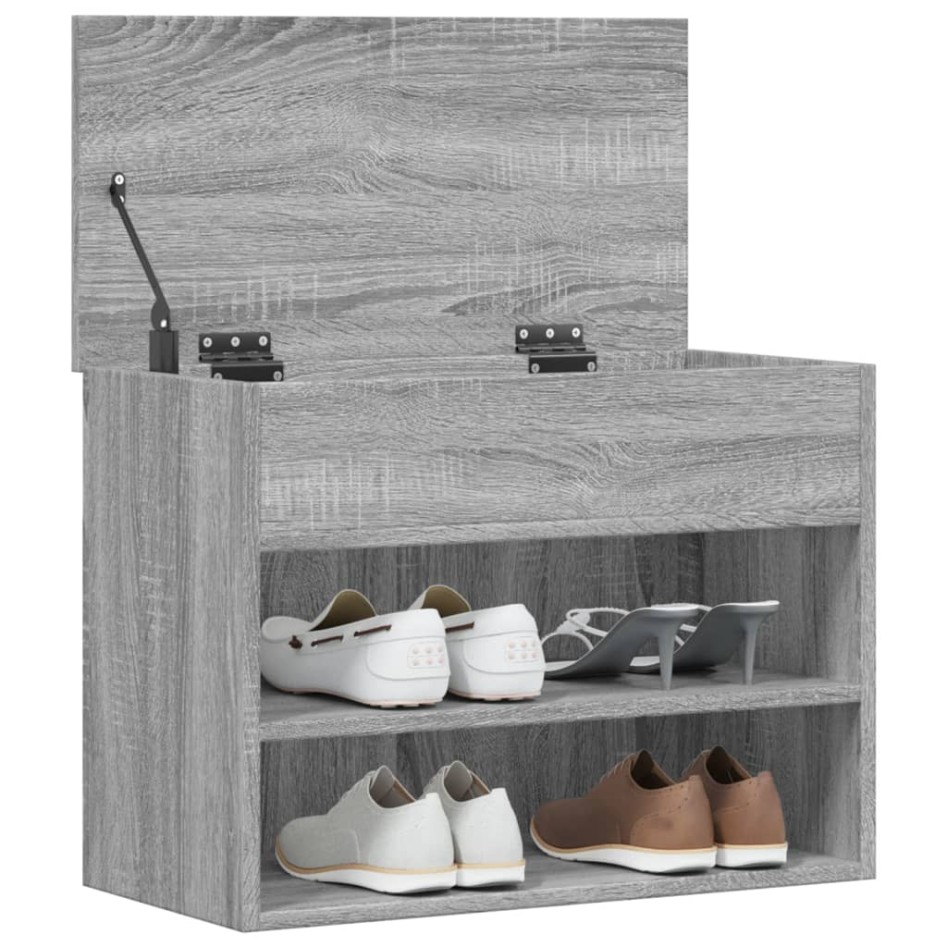 Banco zapatero madera contrachapada gris Sonoma 60x30x45