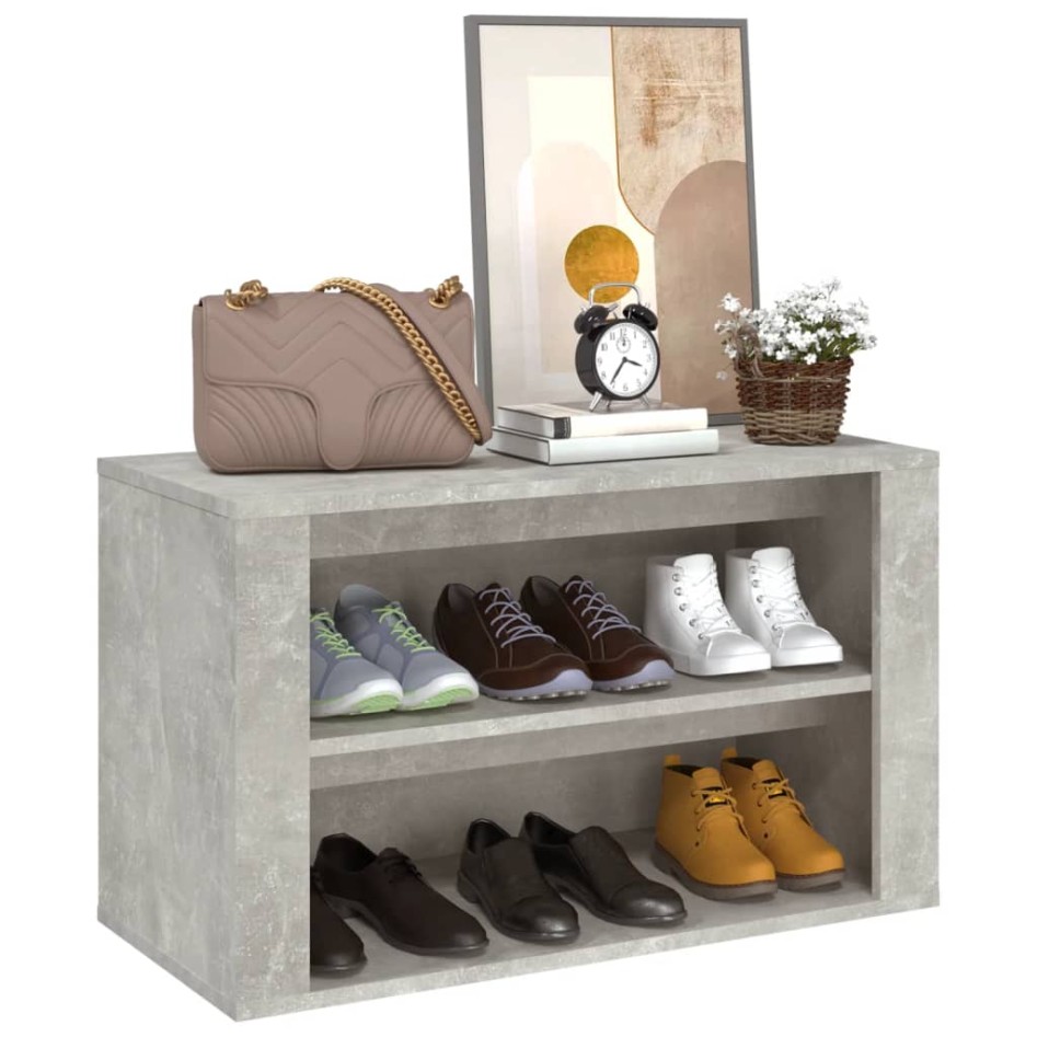Mueble zapatero madera contrachapada gris hormigón 75x35x45