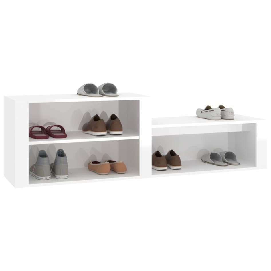 Mueble zapatero madera contrachapada blanco brillo 150x35x45