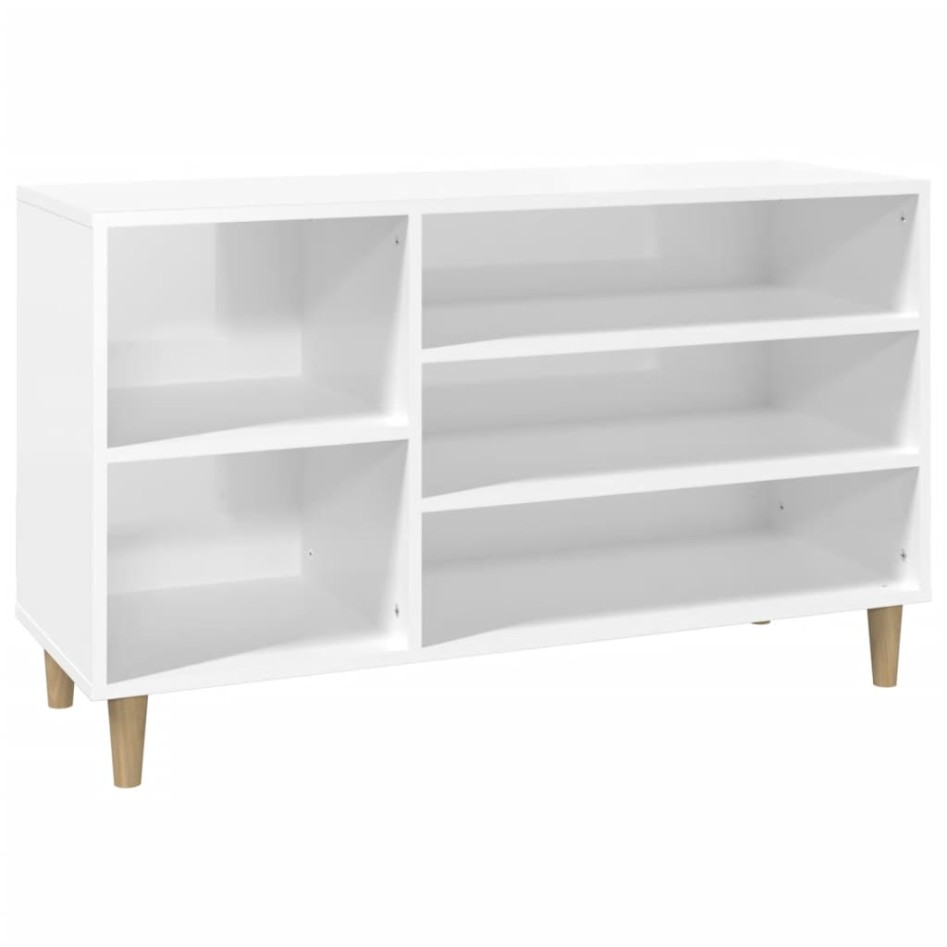 Mueble zapatero madera contrachapada blanco brillo 102x36x60