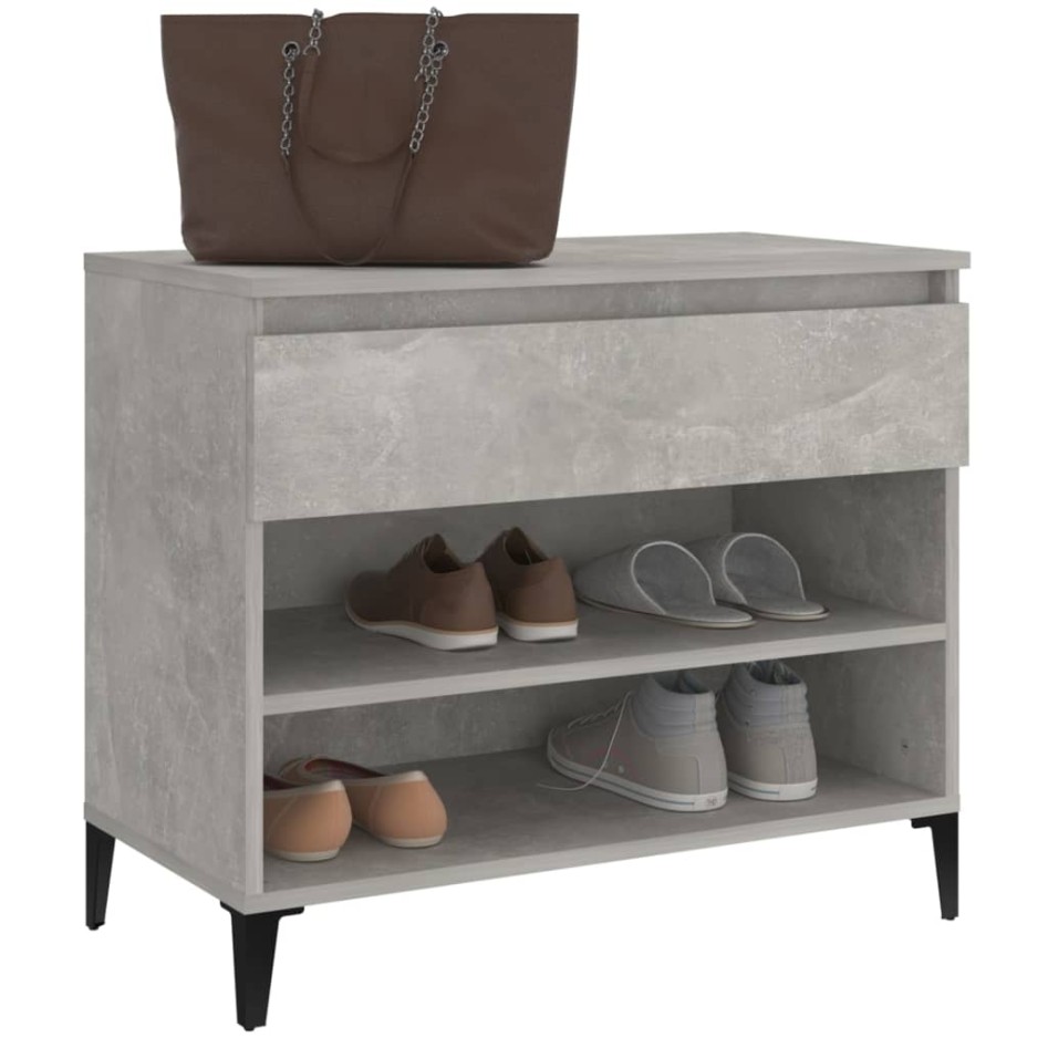 Mueble zapatero madera contrachapada gris hormigón 70x36x60