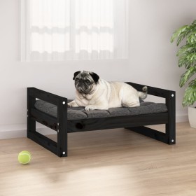 Cama para perros madera maciza de pino negro 65,5x50,5x28