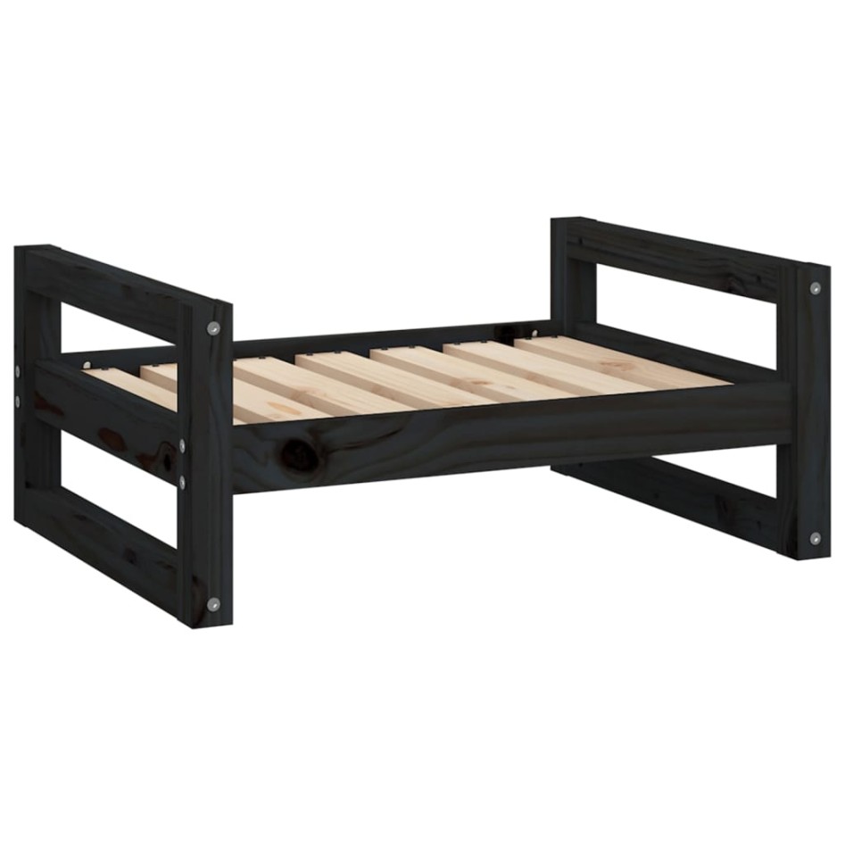 Cama para perros madera maciza de pino negro 65,5x50,5x28