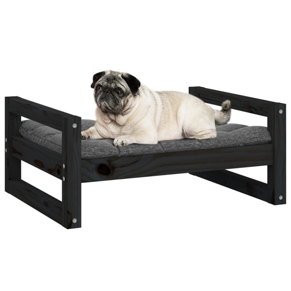 Cama para perros madera maciza de pino negro 65,5x50,5x28