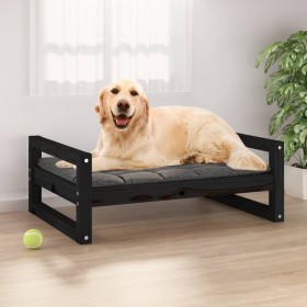 Cama para perros madera maciza de pino negro 75,5x55,5x28