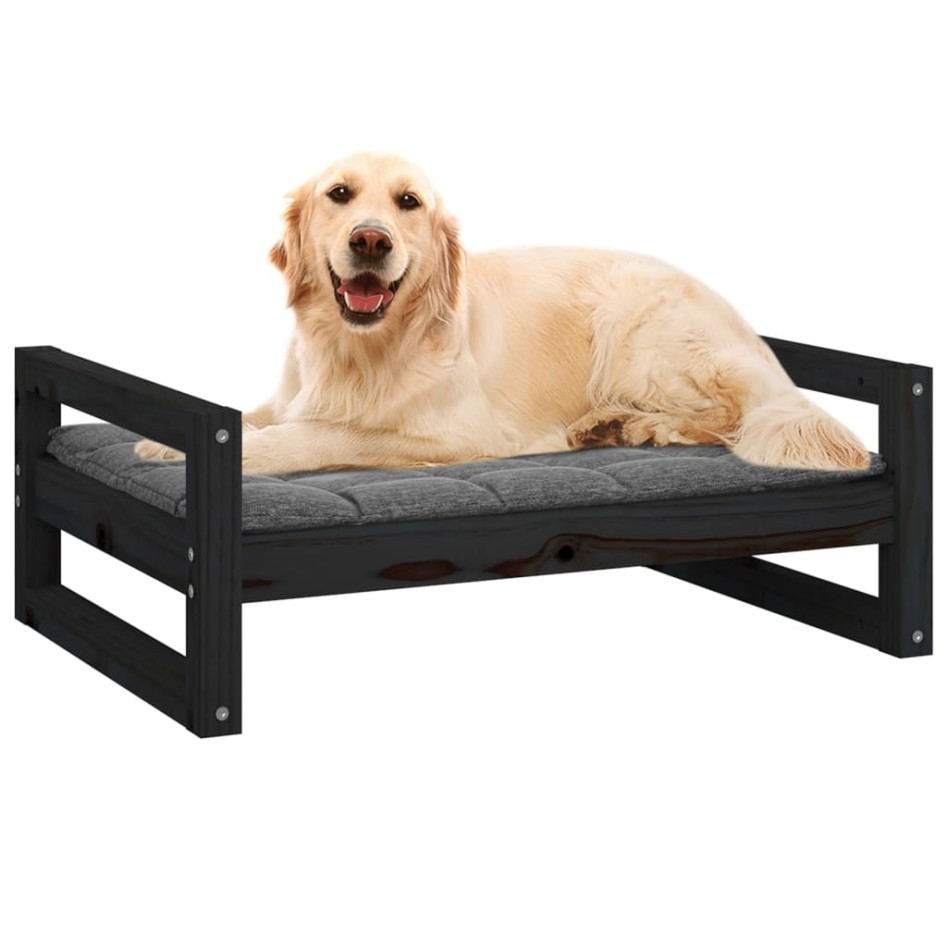 Cama para perros madera maciza de pino negro 75,5x55,5x28