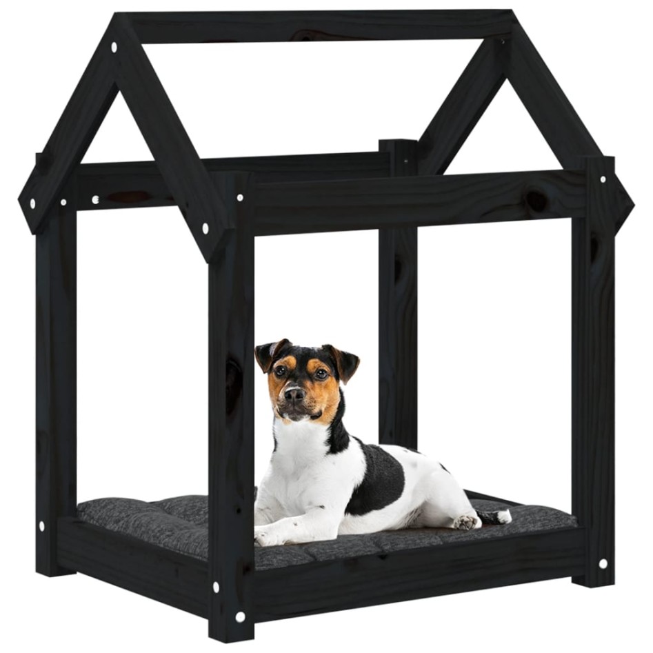 Cama para perros madera maciza de pino negro 61x50x70
