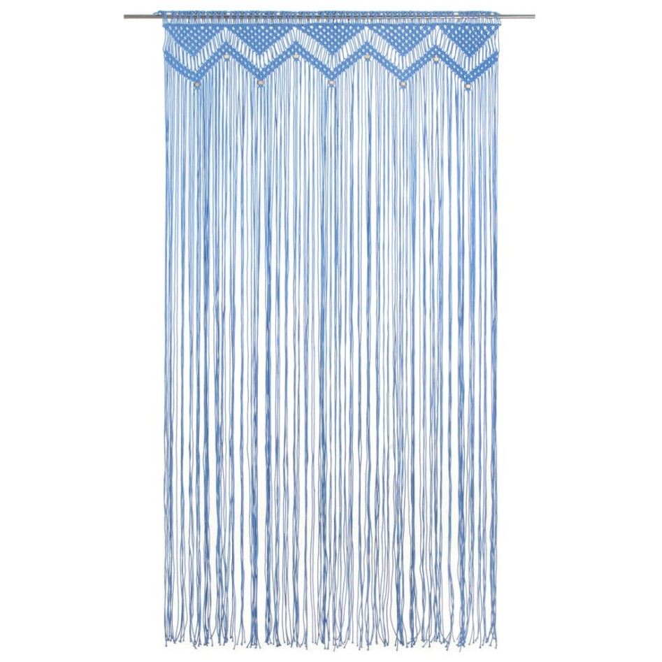 Cortina de macramé algodón azul 140x240