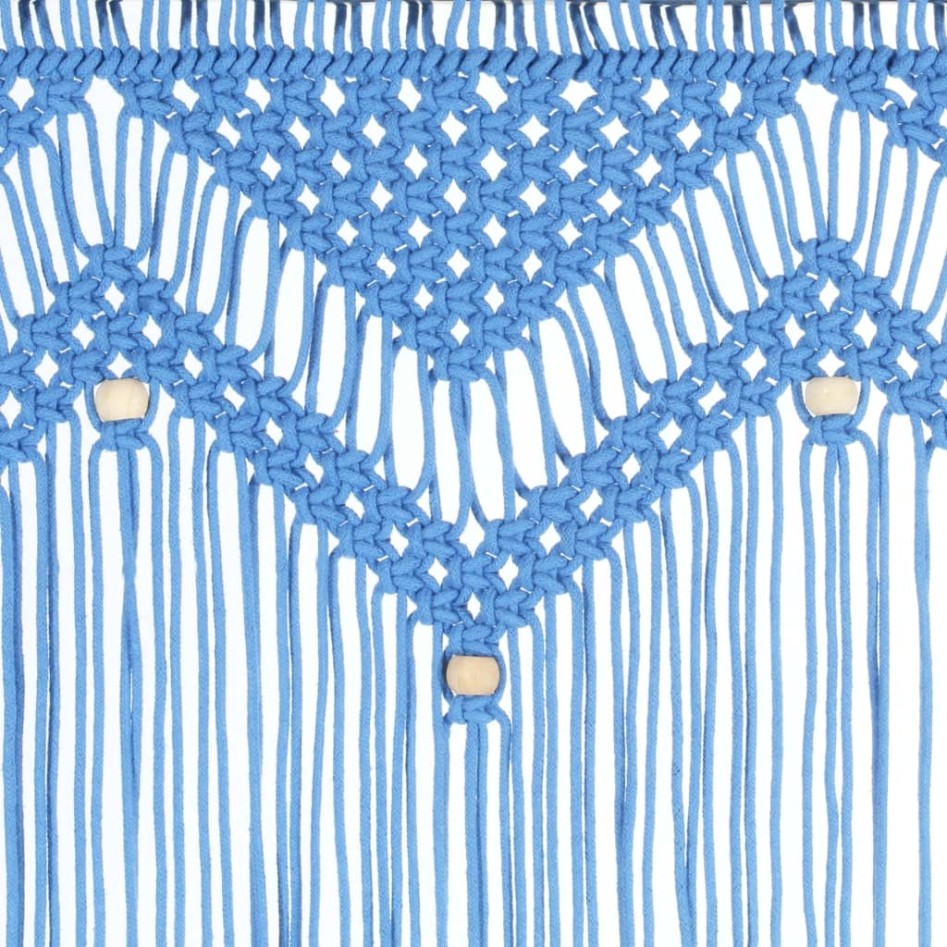 Cortina de macramé algodón azul 140x240