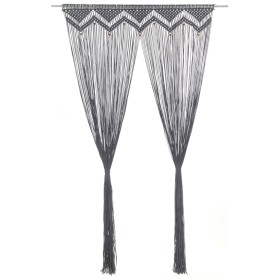 Cortina de macramé algodón gris antracita 140x240