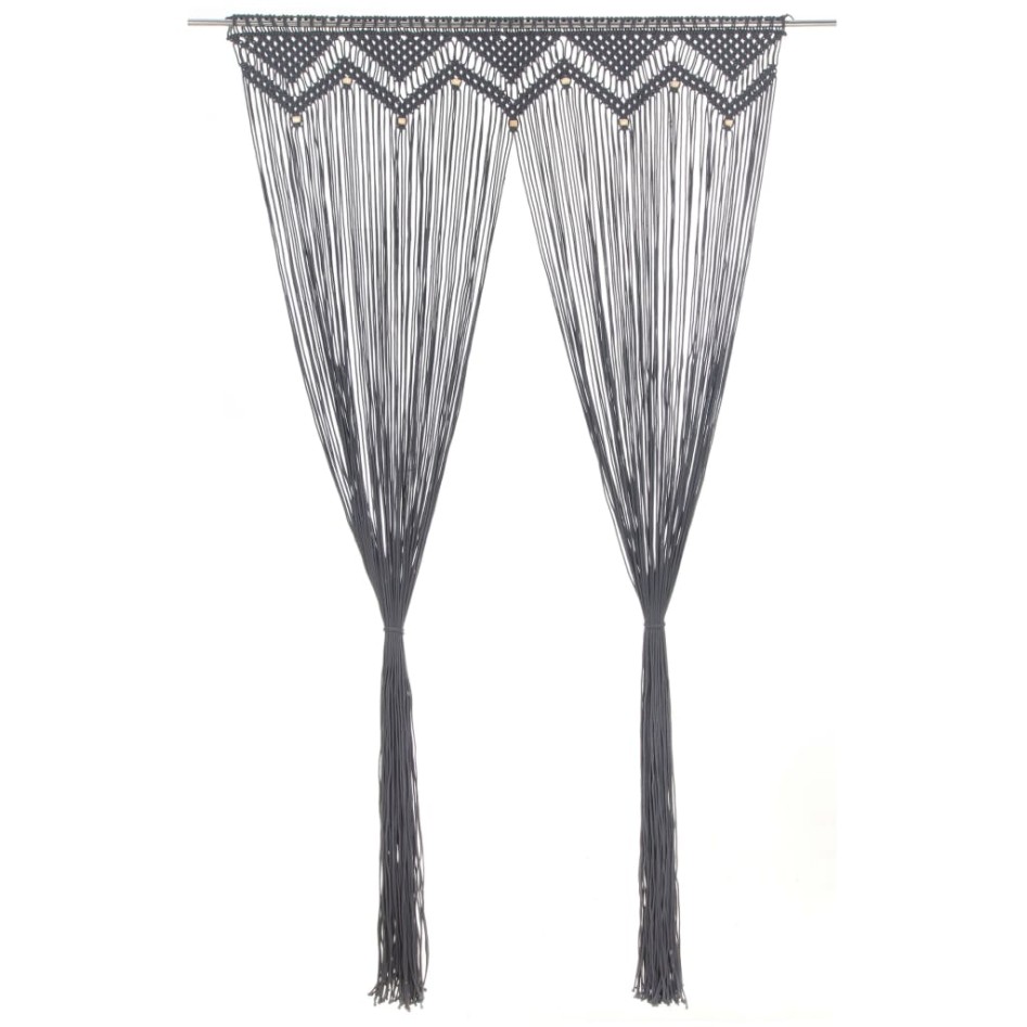 Cortina de macramé algodón gris antracita 140x240