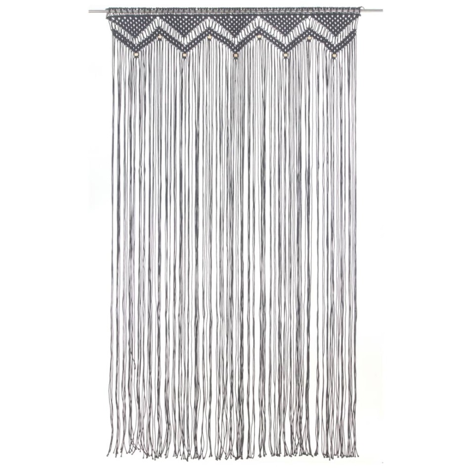 Cortina de macramé algodón gris antracita 140x240