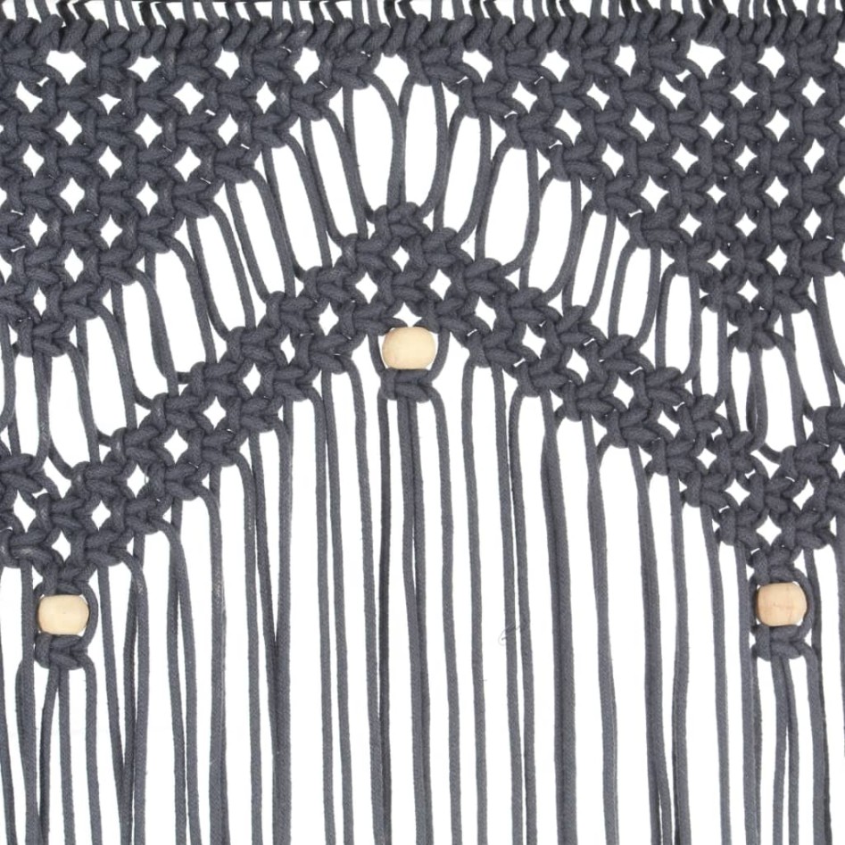 Cortina de macramé algodón gris antracita 140x240