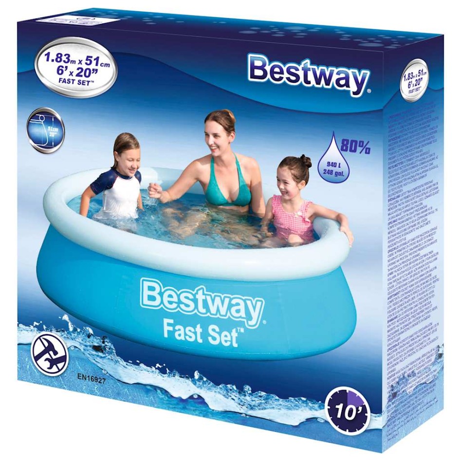 Bestway Piscina hinchable Fast Set redonda azul 183x51