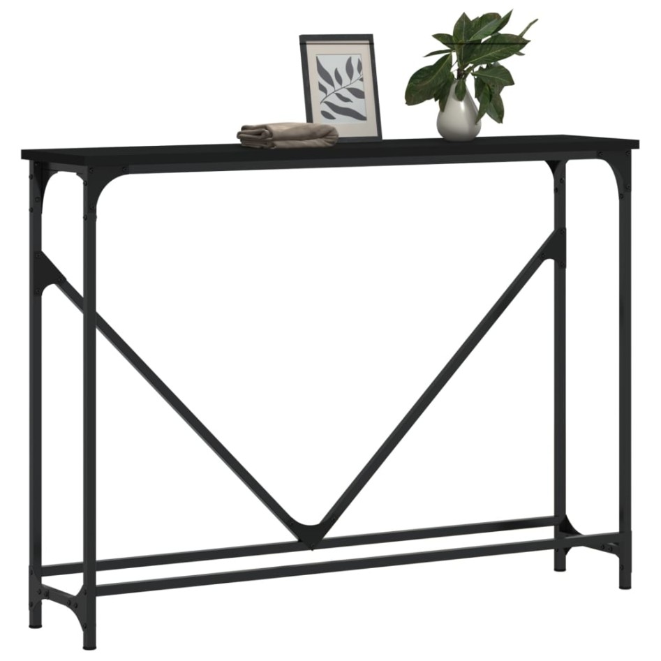 Mesa consola madera de ingeniería negra 102x22,5x75