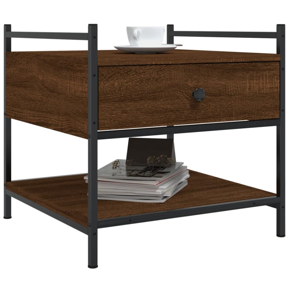 Mesa de centro madera de ingeniería marrón roble 50x50x50