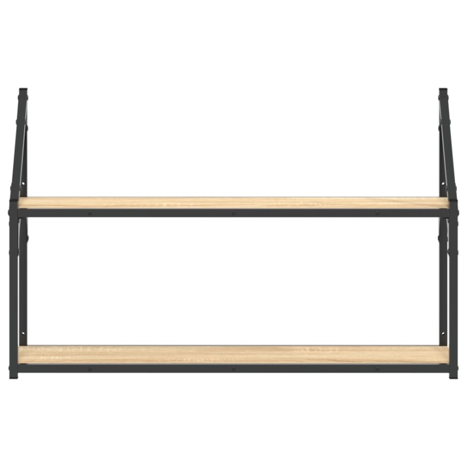 Estantería de pared 2 niveles madera roble Sonoma 80x21x51