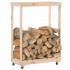 Leñero con ruedas madera maciza de pino 76,5x40x108