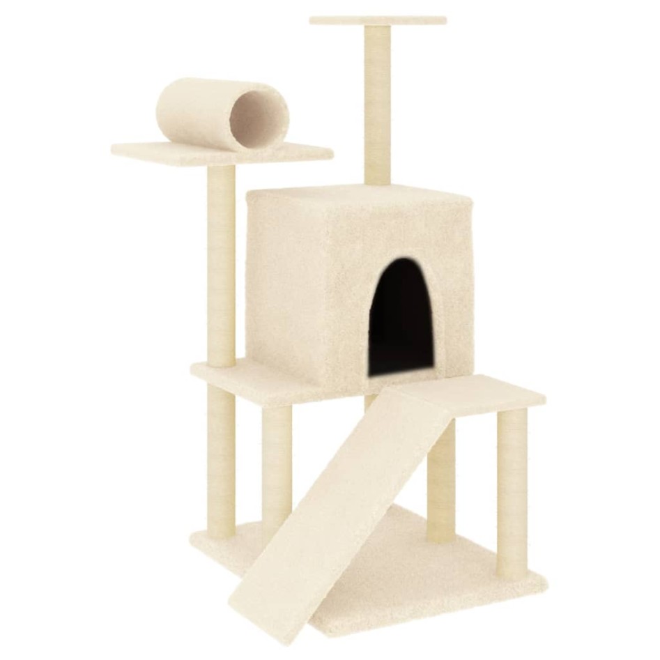 Rascador para gatos con postes de sisal color crema 110,5