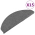 Alfombrilla autoadhesiva de escalera 15 uds gris 65x22,5x3,5