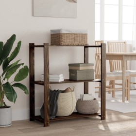 Estantería de 3 niveles madera maciza de pino negro 80x38x90