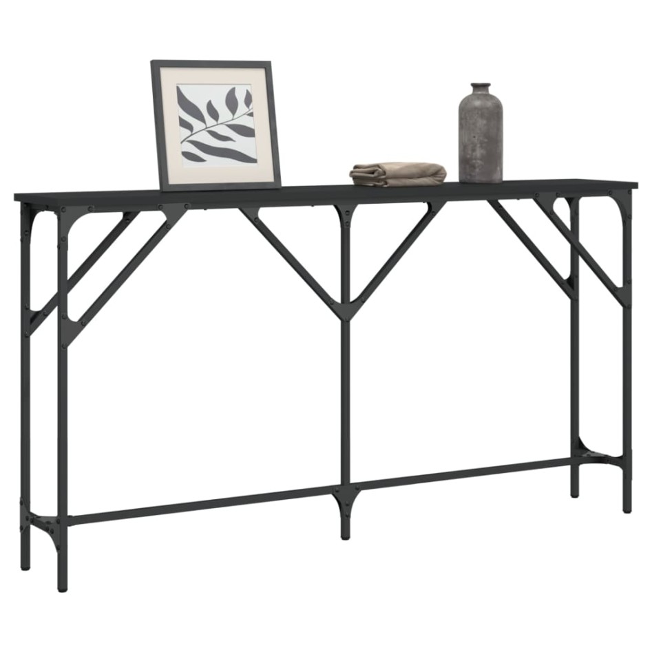 Mesa consola madera de ingeniería negro 140x23x75