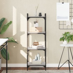 Librería 4 estantes madera ingeniería gris Sonoma 40x30x120