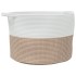 Cesta para ropa sucia algodón marrón y blanco Ø55x36