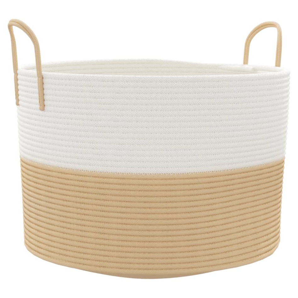 Cesta de almacenaje algodón beige y blanco Ø51x33