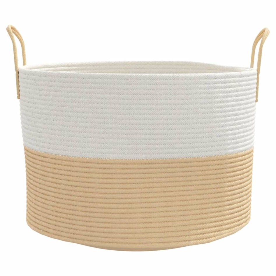 Cesta de almacenaje algodón beige y blanco Ø51x33
