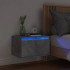 Mesita de noche de pared con luces LED gris