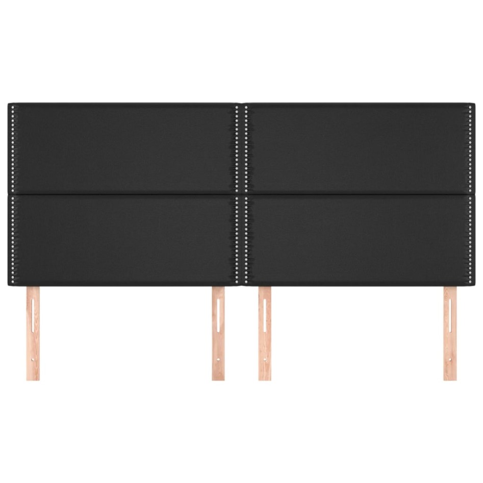 Cabeceros 4 unidades de cuero sintético negro 80x5x78/88