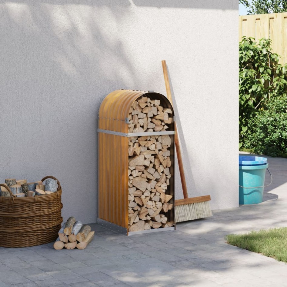 Leñero de acero galvanizado marrón claro 40x45x100