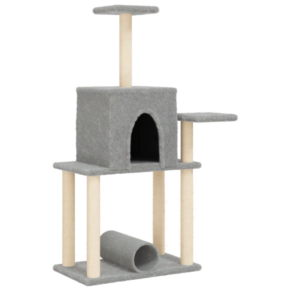 Rascador para gatos con postes de sisal gris claro 122