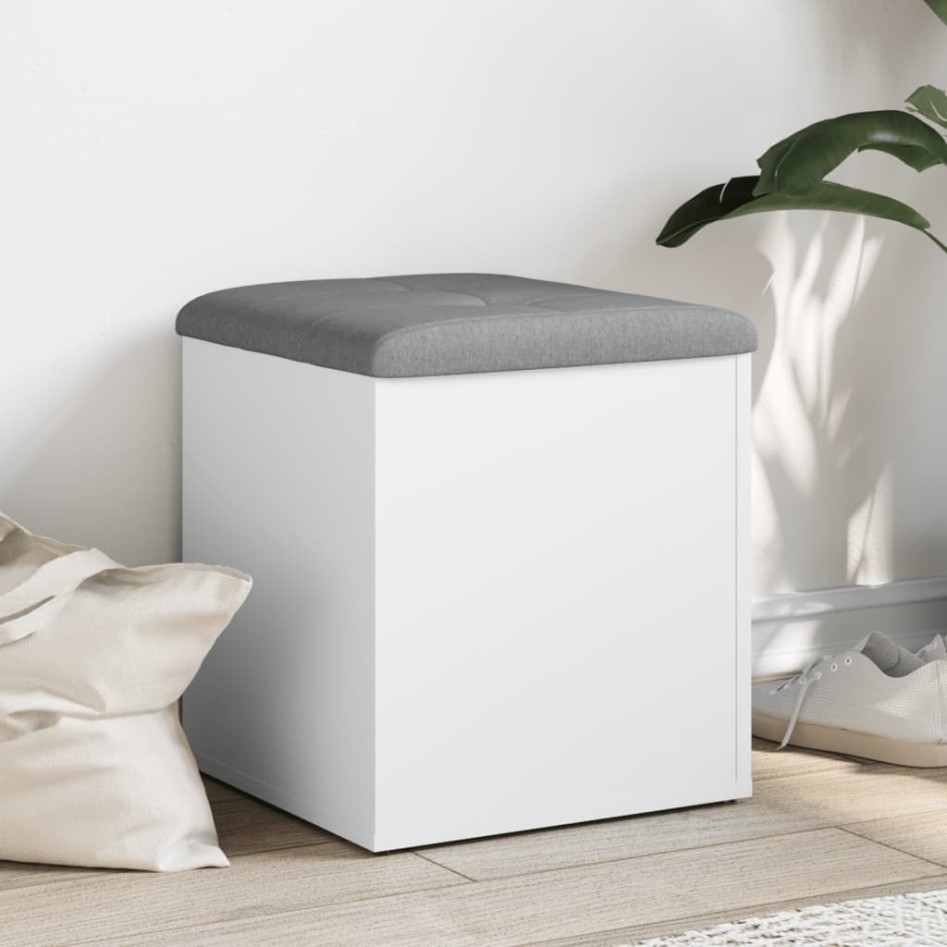 Banco con almacenaje madera de ingeniería blanco 42x42x45