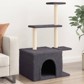 Rascador para gatos con postes de sisal gris oscuro 110