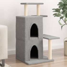 Rascador para gatos con postes de sisal gris claro 97