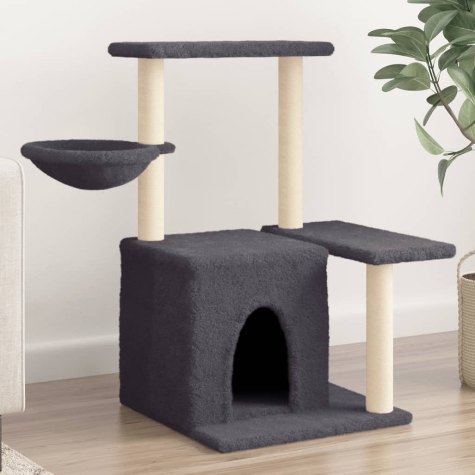 Rascador para gatos con postes de sisal gris oscuro 83