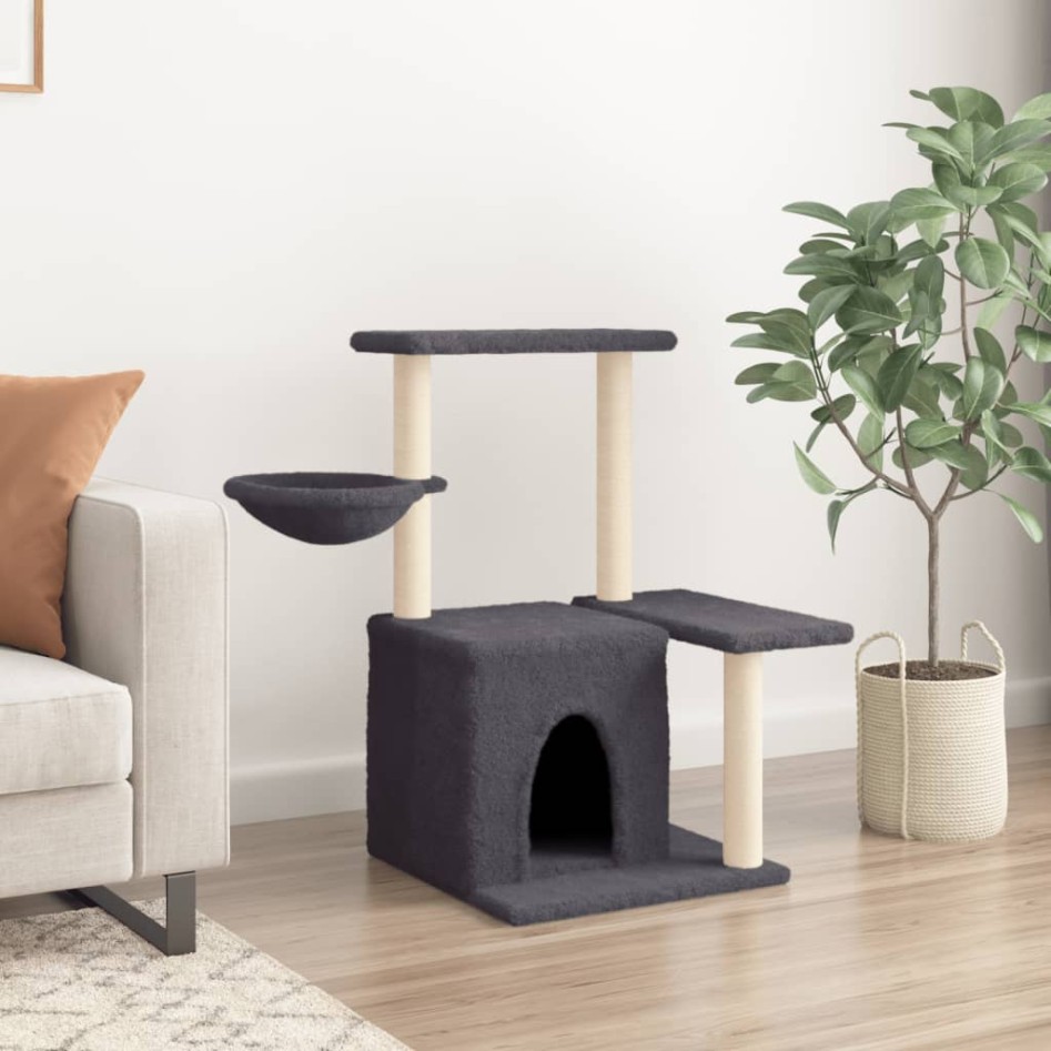 Rascador para gatos con postes de sisal gris oscuro 83