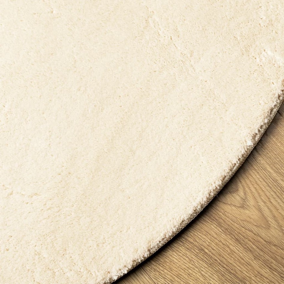 Alfombra de pelo corto suave lavable HUARTE crema Ø 120