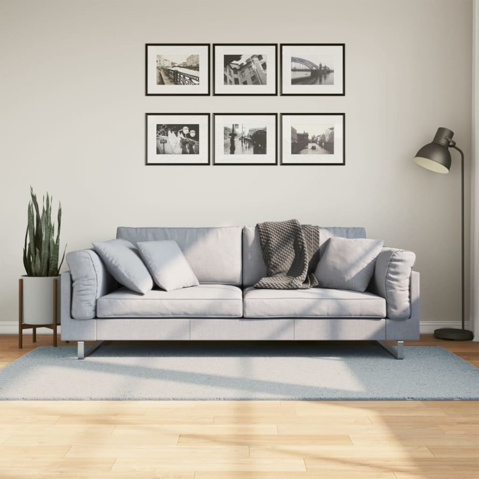 Alfombra de pelo corto suave lavable HUARTE azul 100x200