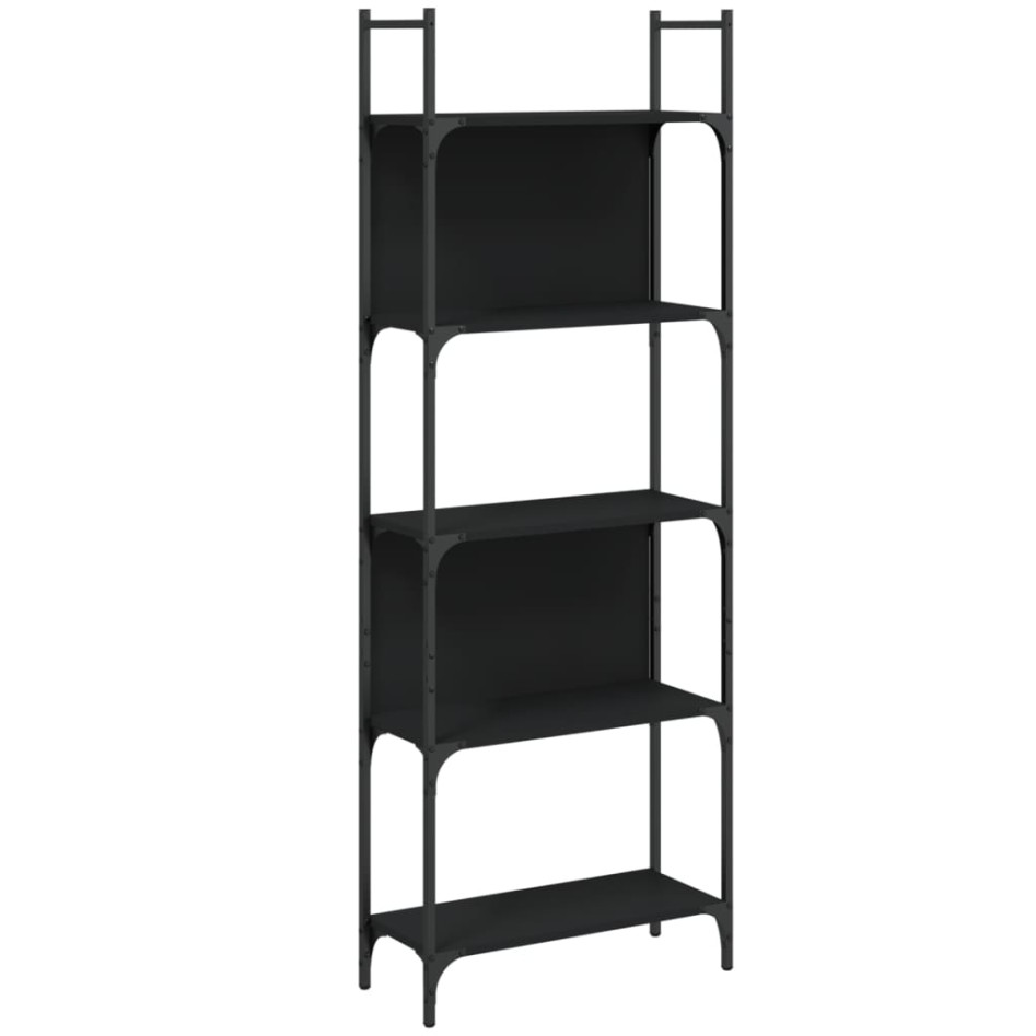 Librería de 5 estantes madera ingeniería negro 60,5x24x166,5