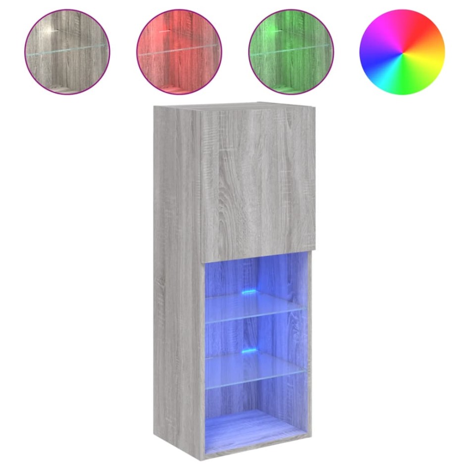 Mueble para TV con luces LED gris Sonoma 40,5x30x102