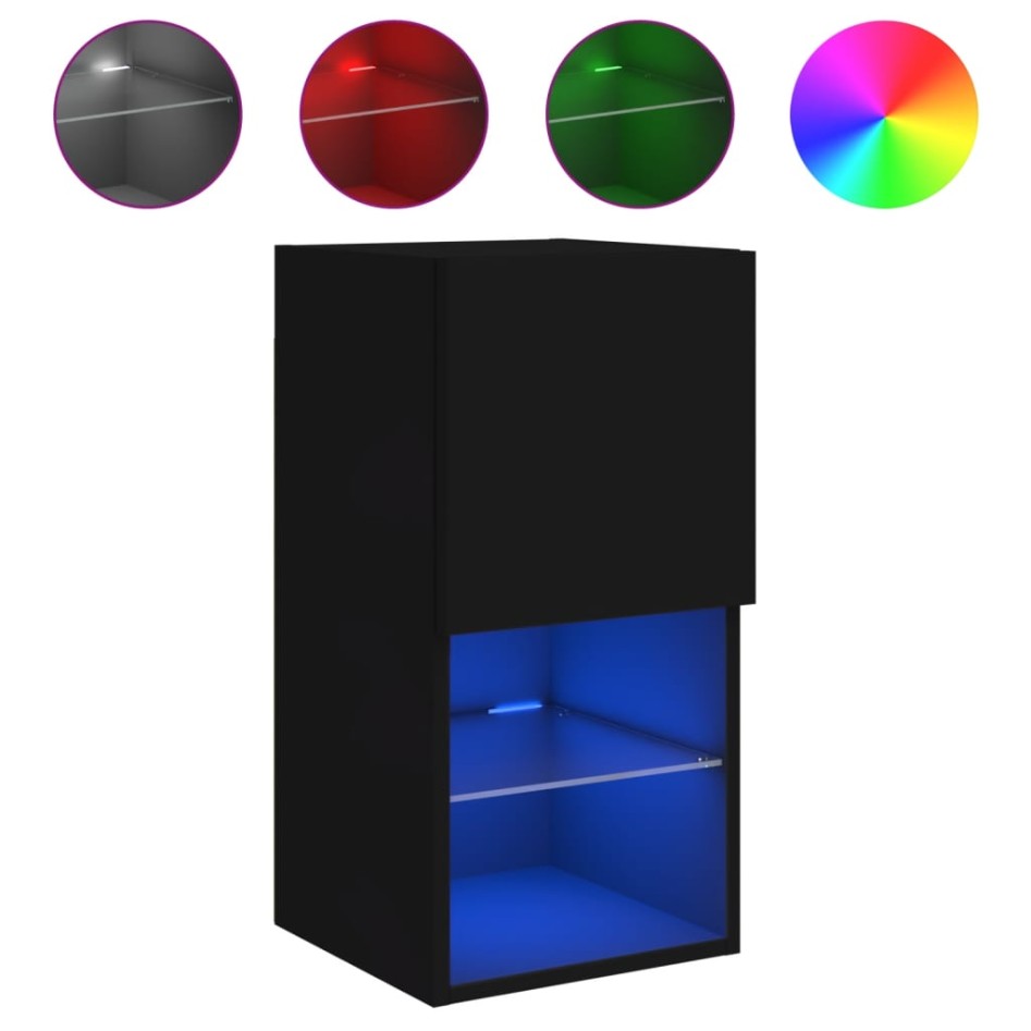 Mueble para TV con luces LED negro 30,5x30x60