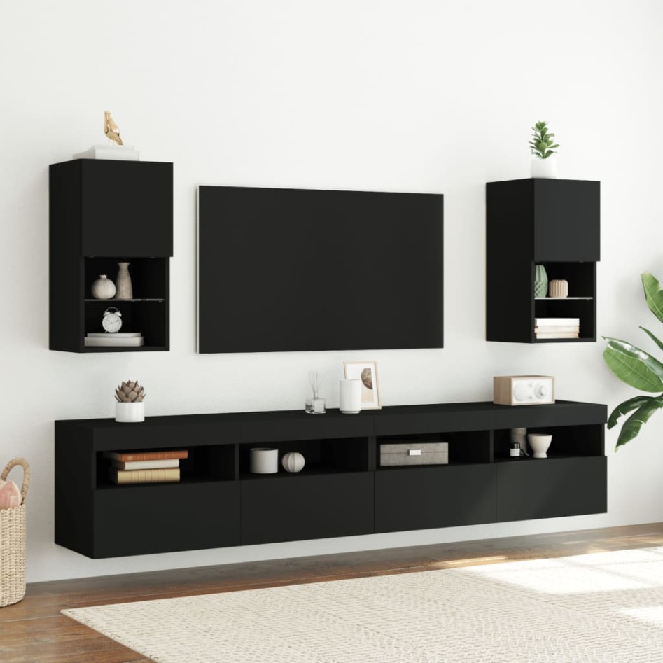 Mueble para TV con luces LED negro 30,5x30x60