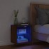 Mesita de noche de pared con luces LED roble