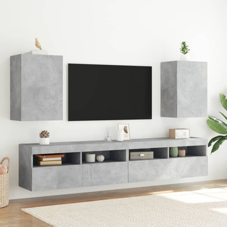 Mueble TV de pared madera ingeniería gris hormigón
