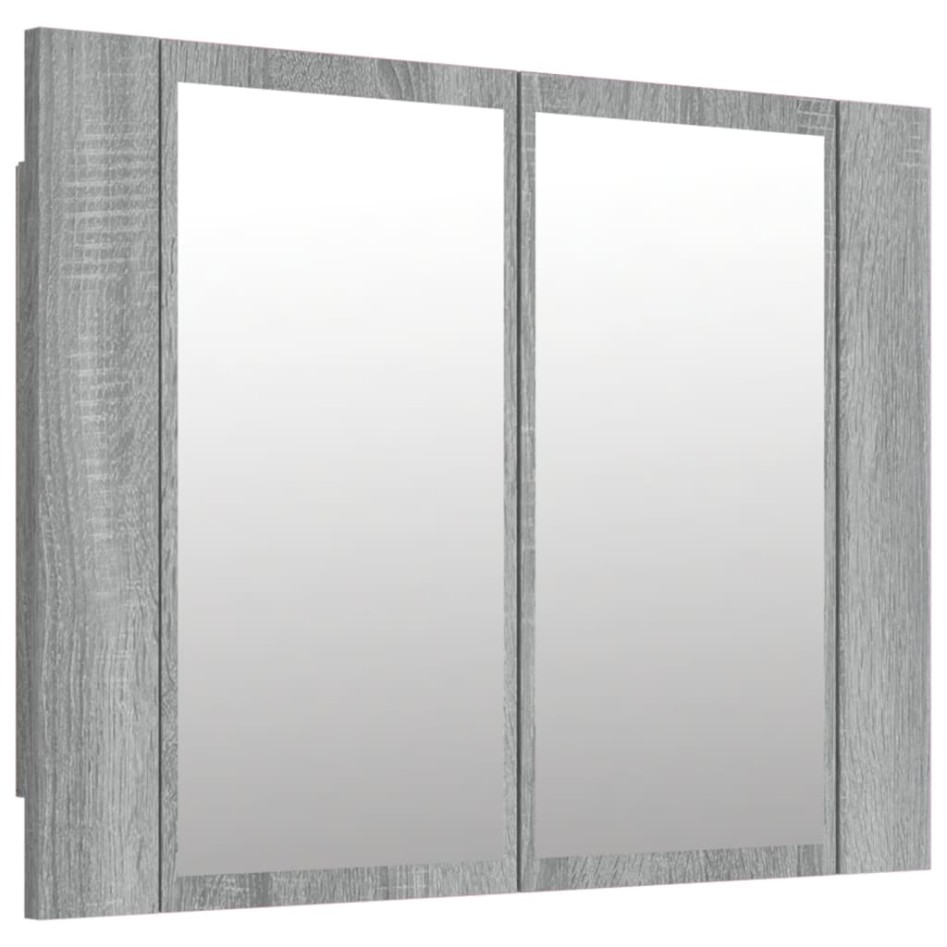 Armario con espejo y LED madera contrachapada gris 60x12x45