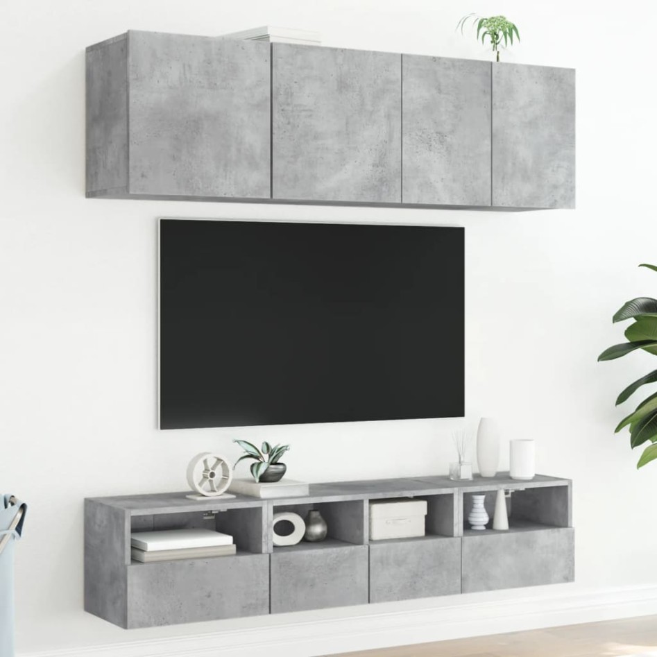 Muebles de pared para TV 2 uds madera gris hormigón 40x30x30