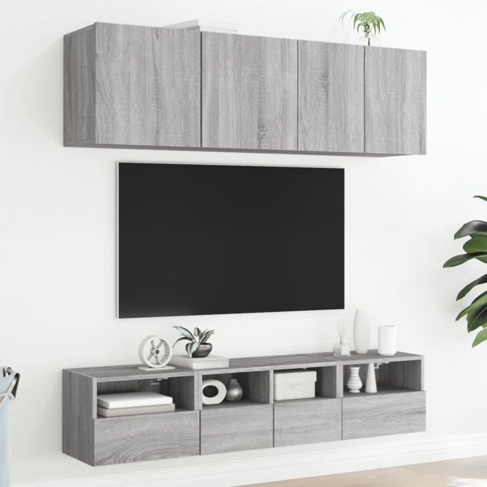 Muebles de pared para TV 2 uds madera gris Sonoma 40x30x30
